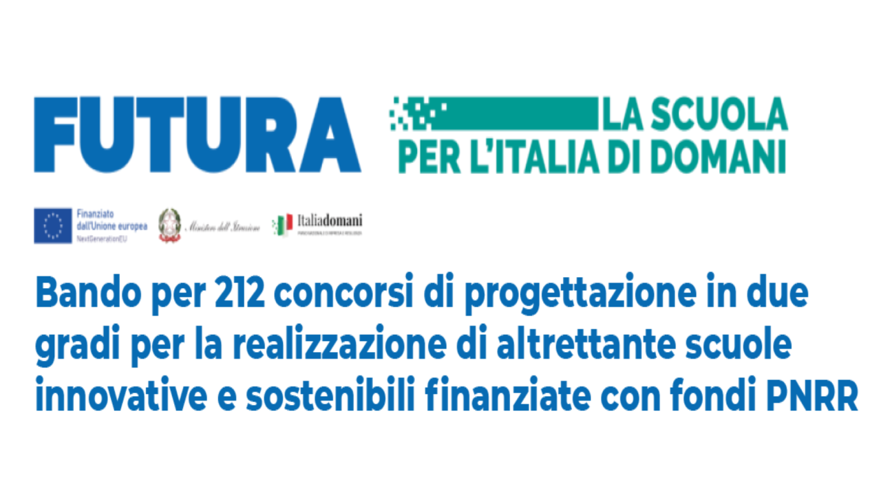 Pnrr: Concorso di progettazione per 212 scuole nuove 					